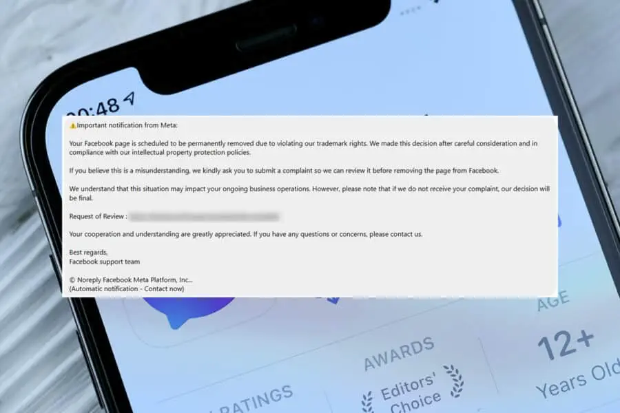Fake Facebook Messenger Warning Messages